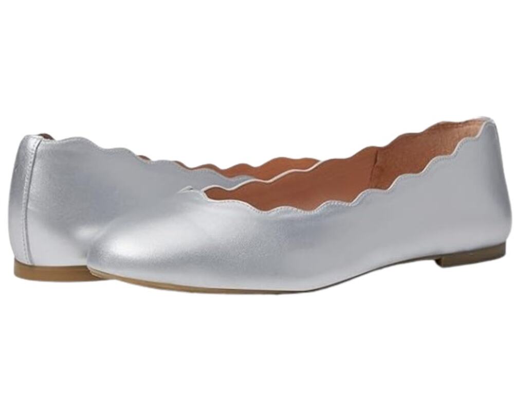 French Sole FS/NY Womens Jigsaw Flats US 6.5 EU 36.5 Silver Metallic Leather NIB